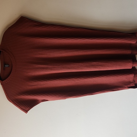 Eileen Fisher Terracotta Textured Stretch Rib Crew Neck Dress, M - Picture 4 of 12